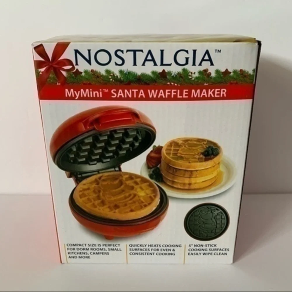 NIB. NOSTALGIA Santa Waffle Maker
